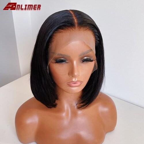 Short Bob Wigs Straight Glueless 13x4 Lace Front Malaysian Remy Human Hair Wigs For Women Pre Plucked With Baby Hair Anlimer