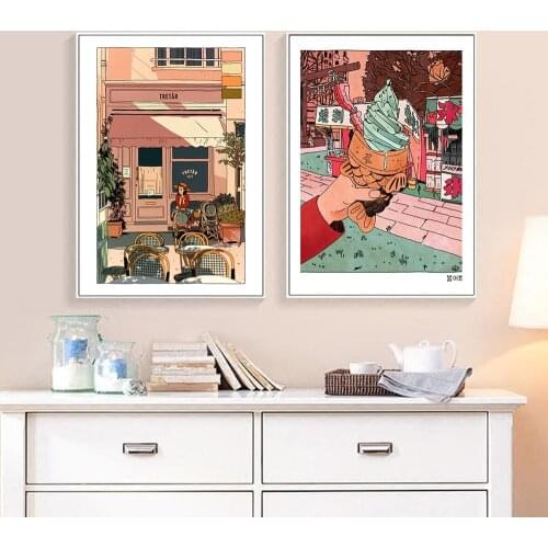 Cartoon Anime Multicolored Wall Art Canvas Painting Ramen Picture Ice Cream Posters and Prints Gallery Kids Kitchen Home Decor