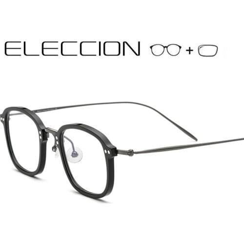 Vintage Acetate Glasses Frame Men Titanium Temple Square Optical Myopia Prescription Eyeglasses Women Luxury Brand Eyewear
