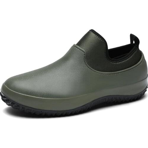 Mens Low Top Rain Boots Non-slip Waterproof Garden Shoes Rubber Ankle Rain Shoes Slip-on Chef Work Shoes Mens Loafers Plus Size