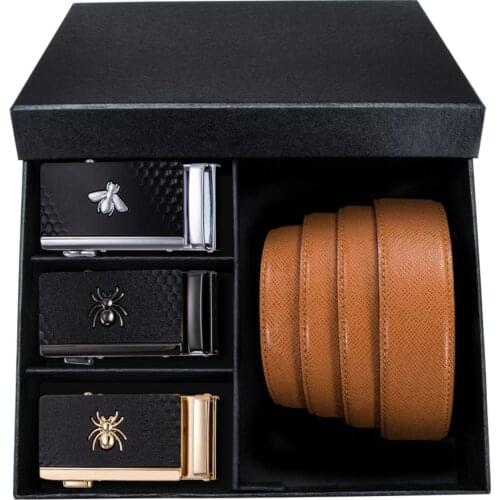 New Arrival Men Belt Alloy Buckle Cow Genuine Leather Belt Cowhide Men Strap Automatic Buckle Waistband For Men Box Set DiBanGu