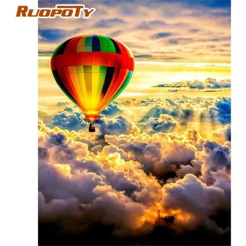 RUOPOTY Frame DIY Balloon Sky Painting By Numbers Landscape Canvas By Numbers Coloring Wall Art Picture For Home Decors Diy Gift