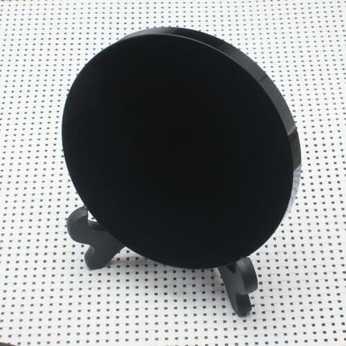 Natural black obsidian stone circle disk round plate fengshui mirror for home office decor