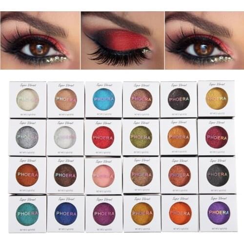 PHOERA 24 Colors Eyeshadow Palette Glitter Powder Palette Available Waterproof Lasting Glitter Eyeshadow Shimmer Ins Cosmetics