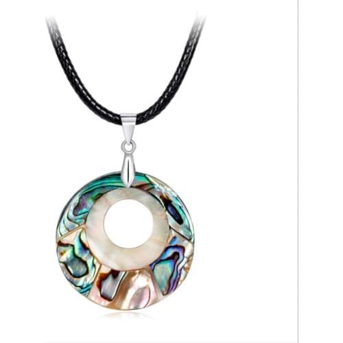 Round Natural Abalone Shell Necklaces Pendants New Zealand Seashell Mother Of Pearl Sea Oyster Splice Colorful Jewelry