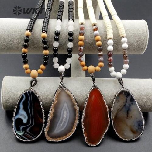 WT-NV170 Popular Classic Beads Necklace With Rhinestone Pave Stone Pendant Necklace For Women Fashion Jewelry Beads Necklace