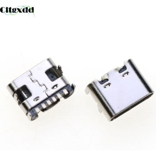 10pcs Micro USB3.1 SMD 6Pin Type-C Female Connector Socket DIP4 Hd Transmission Interface For Smartphones End Plug Charging Plug
