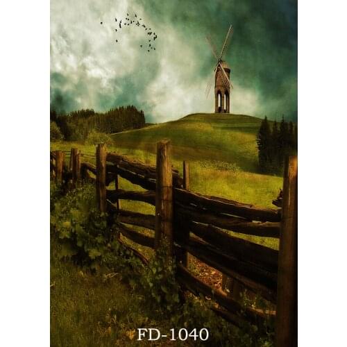 Retro fantasy science fiction European country twilight windmill photography background photography props