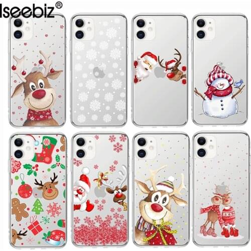 Christmas New Year Gifts Elk Snow Phone Case For iPhone 13 11 12 Mini Pro Max 7 8 6 6s Plus X XR XS 5 5s SE 2020 Soft Back Cover