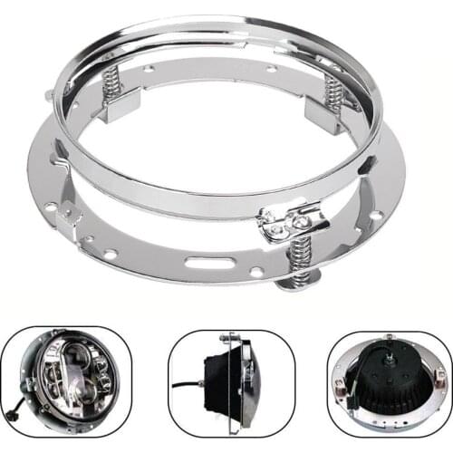 1PCS Tunkuito 7 Inch Round LED Headlight Bracket Ring Mounting for Har ley Motorcycle 7" Black Chrome Bracket Ring