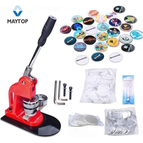 Button Maker Rotate Button Badge Machine with 1000 Sets Circle Parts Punch Press Machine for DIY Badges
