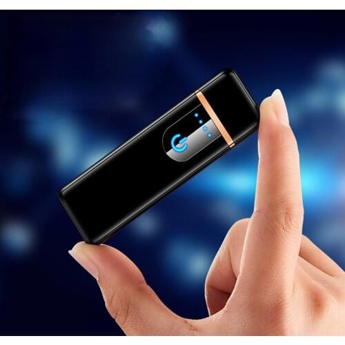 Fingerprint Touch Induction Charging Lighter Mini Personalized USB Cigarette Lighter Smoke Accessories Lighters Smoking Men Gift