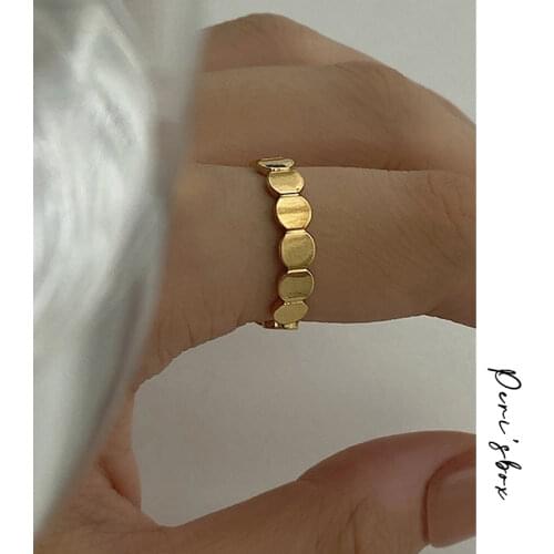 PerisBox Gold Silver Color Linked Circle Rings Round Geometric Rings for Women Minimalist Stacking Rings Adjustable 2020 Trendy