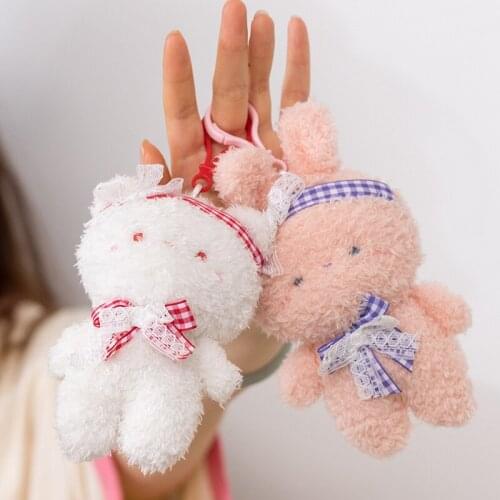 1Pc 13cm Kawaii Bear & Rabbit & Cat Plush Pendant Toys Cute Plush Keychain Dolls Stuffed Soft Dolls for Bag Cup Decorative Gift