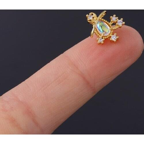 1 PCS Cute Small Shiny Geometric Zircon Star Ear Cartilage Stud Cuff Earring Simple Copper Steel Helix Bar Ball Ear Jewelry