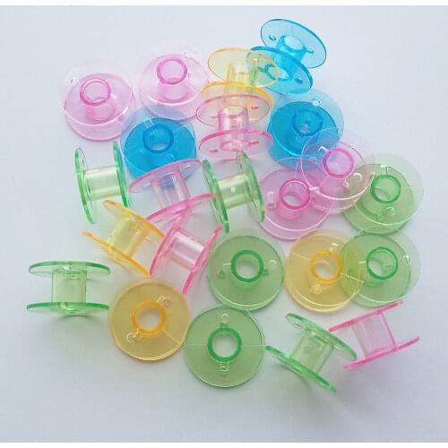 10Pcs Plastic Sewing Machine Bobbins Transparent Colorful Color Spools Home Empty Tools Accessories Universal Threads Bobbin