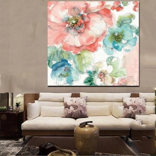 100%handpainted Watercolor Minimalist Poppy Artist Orchid Abstract Oil Painting on Canvas Wall Picture for Sofa Cuadros Decor