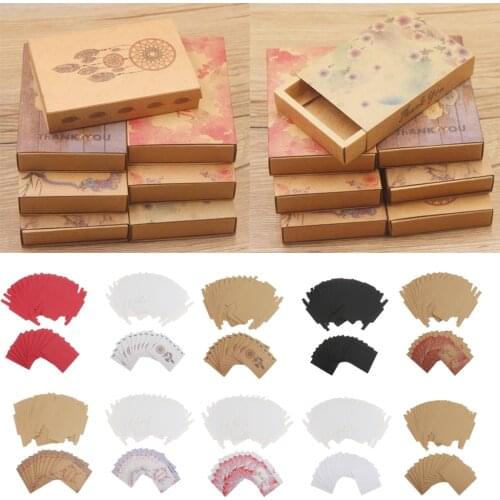 12pcs Color Printed Necklace Earring Package Box DIY Paper Box For Wedding Gift