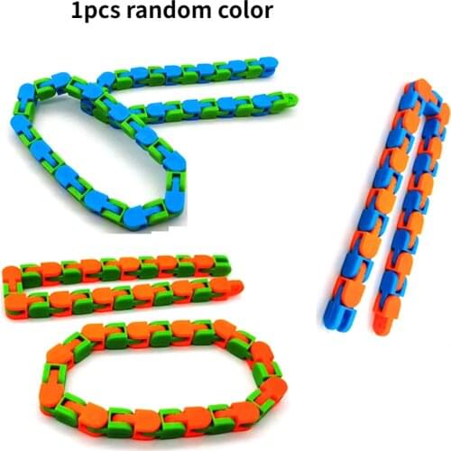 1 x 24 links Educational Toys Wacky Tracks Bicycle Chain Track Puzzle Decompression Sensory Fidget Toys Random Color