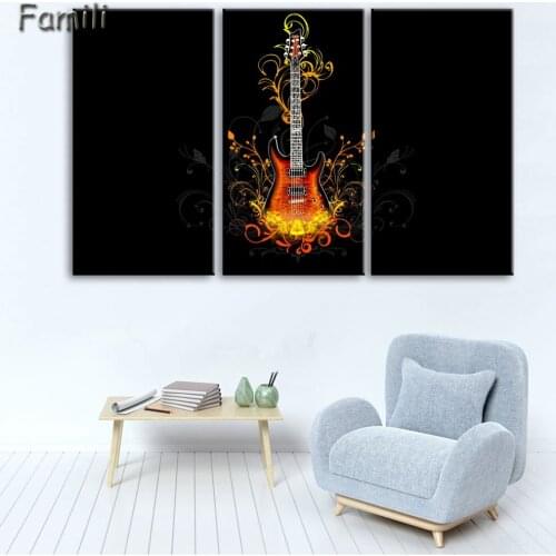 3 Pieces Canvas Art Painting Printed Abstract guitar Wall Art Print Canvas Painting Home Decor For Living Room