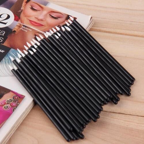 50pcs Disposable Black Fiber Eyeliner Brush in a Plastic Bag,Professional makeup tools & eyeliner brushes cometic eye brushes