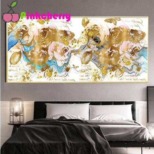 5D Diy Diamond Painting Romantic Golden Rose Mosaic Diamond Embroidery Full Round Square Drill Cross Stitch Kits Art k617