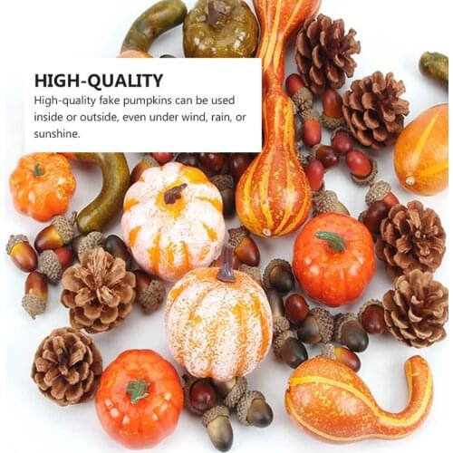 60pcs Decorative Pumpkin Halloween Golden Fall Simulation Vegetables Photo Props
