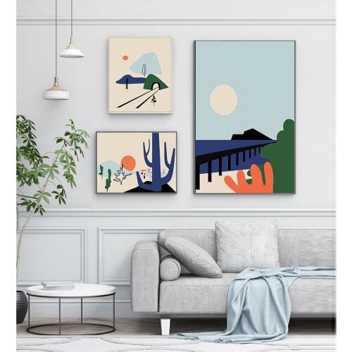Abstract Landscape Sun Tunnel Highway Wall Art Canvas Painting Nordic Posters and Prints Wall Pictures for Living Home Decor