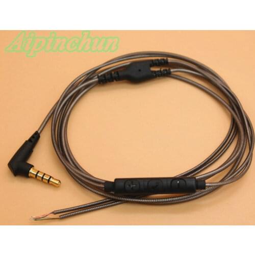 Aipinchun 3.5mm DIY Earphone Audio Cable with Mic Controller 126cm Repair Replacement Headphone Wire CTIA Standard Jack AA0203