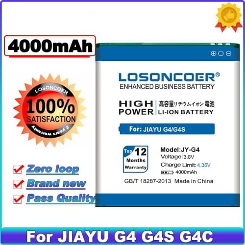 LOSONCOER 4000mAh JY-G4 Battery For JIAYU G4 G4S G4C G4T Batteries Bateria Accumulator