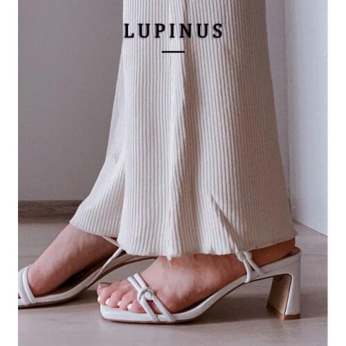 Genuine Leather High Heel Sandals Women One Strap Thick Heel Roman Shoes Women 2021 Summer Chic Two Ways To Wear Sandals Mujer