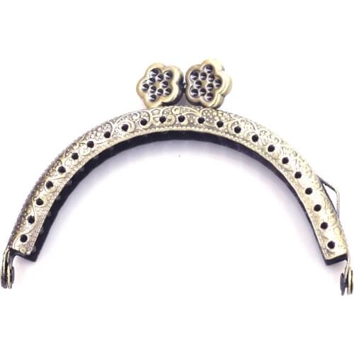 8.5cm Bronze Semicircle Purse Frames Kiss Clasps Handbag Handles Plum Blossom Sewing Holes DIY Luggage Bag Accessories Hardware