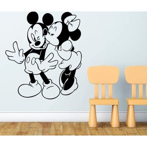 Disney Mickey And Minnie Mouse Kissing Wall Stickers Cartoon PVC Sticker Kids Room Bedroom Accessories Wall Decals 0310