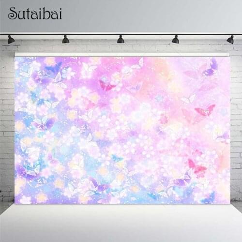 Spring Flowers Dreamy Butterfly Backdrop Baby Shower Girls Photography Background Birthday Party for Kids Decor Supplies