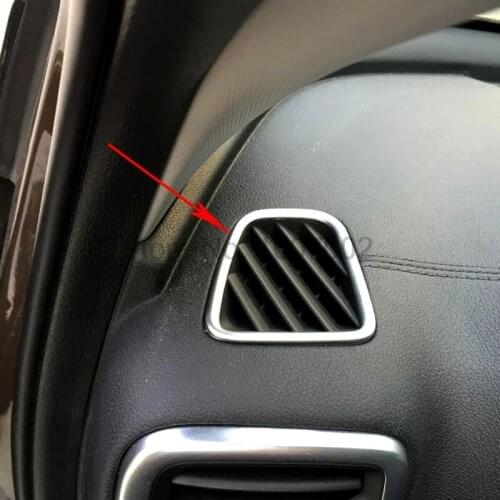 For Sportage kx5 2016 2pcs Chrome Car Interior Front Upper A/C Air Condition Vents Outlet Trim Bezel Cover