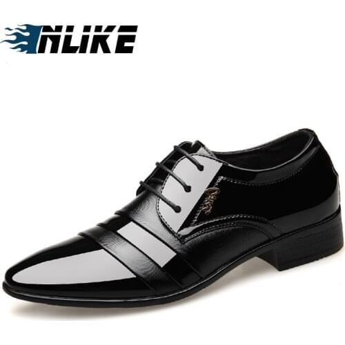 INLIKE Men Big Size Shoes Dance Party Dress Shoes Patent Leather Pointed Toe Ceremony Wedding Shoes for Men
