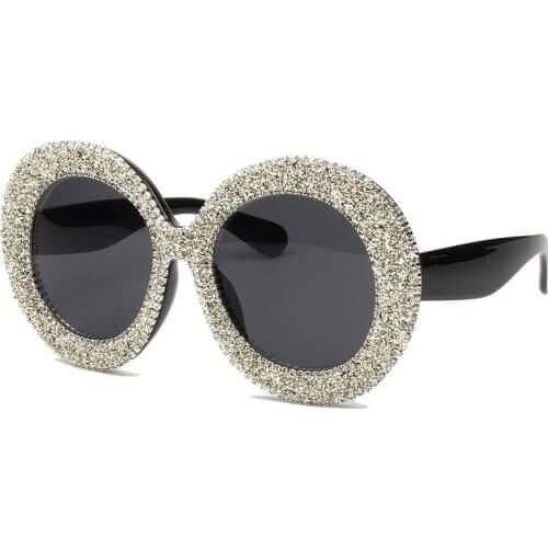 Classic hand-made diamond sunglasses female sprinkled powder water drill round sunglasses women fashion