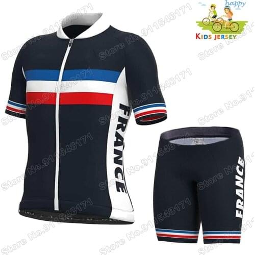 French National Cycling Jersey Set Kids 2021 Boys Girls Clothing Children Road Bike Suit MTB Maglia Ropa Ropa Cycliste