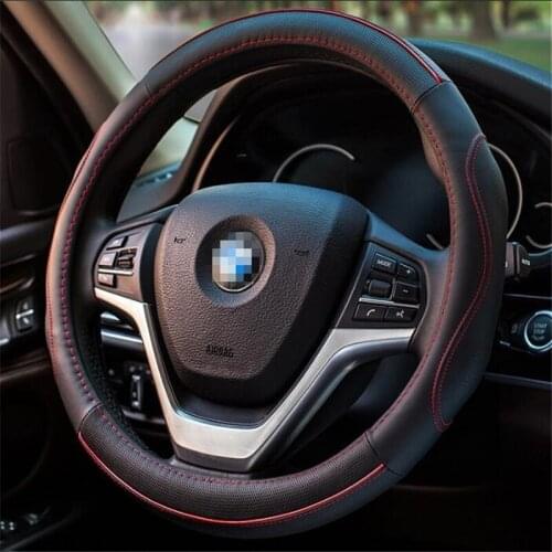 Fashion High Quality top layer cow leather breathable universal car steering wheel cover