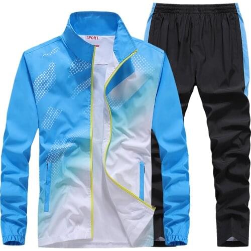 Mens Sportswear Sets New Spring Autumn 2 Piece Sets Man Sports Suit Jacket+Pant Sweatsuit Male Fashion Print Tracksuit