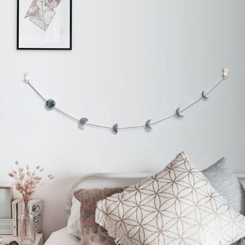 Wall Hanging Moon Phase Garland Chains Celestial Boho Shining Decor Home Office Nursery Ornaments