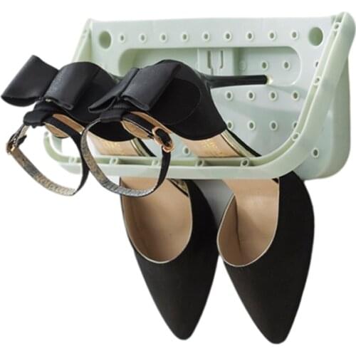 Wall-Mounted Shoes Rack Adjustable Home Organizer Shoes Plastic Folding Hanging Storage Holder For Bedroom Bathroom Living Room