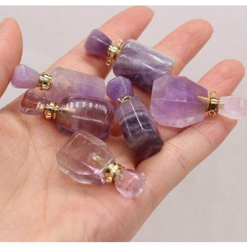 Natural Semi-precious Stones Amethyst Perfume Bottle Pendant Semi-Precious for Jewelry Making Necklace Accessories Wholesale
