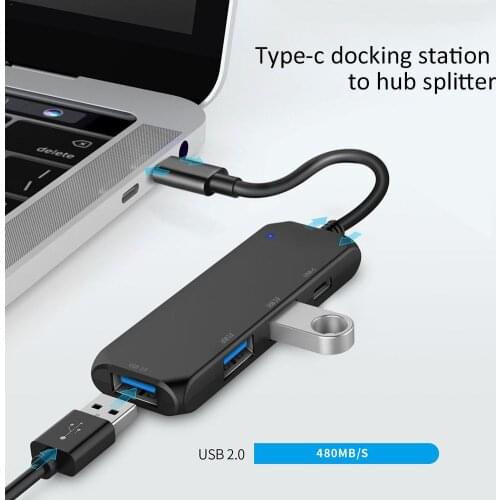 NEW 4-in-1 Type C Hub Docking Station Multi Hub PD Charging Ports Splitter Audio Adapter For Macbook Air Devices With USB Ports