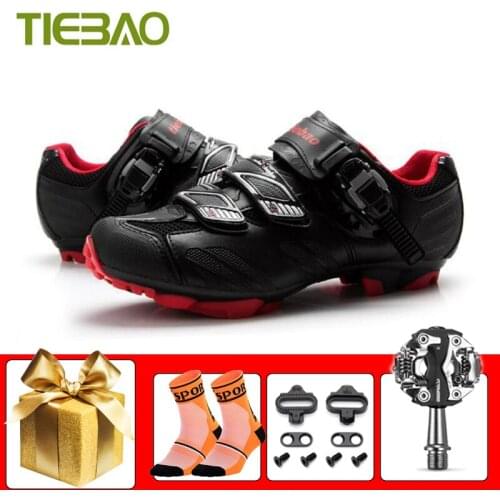 Tiebao Mountain Bike Shoes Men Self-locking Sapatilha Ciclismo Mtb SPD Pedals Unisex Sneakers Breathable Racing Bicycle Footwear