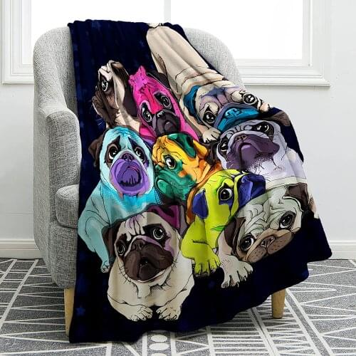 Pug Dog Blanket Cute Soft Print Throw Blanket Kid for Sofa Chair Bed Office Travelling Camping