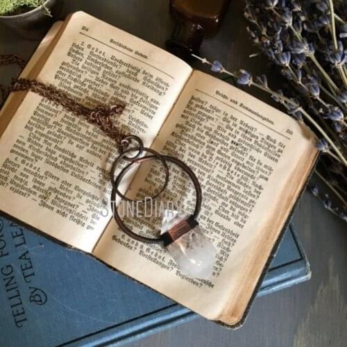 NM35261 Clear Quartz Crystal Necklace Quartz Pendant Big Crystal Statement Jewelry Healing Crystal Gothic Edgy Jewelry