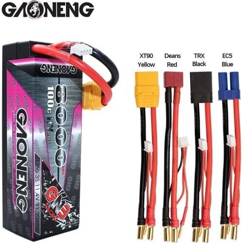 Rechargeable battery GAONENG GNB 11.4V HV 8000mAh 3S2P 100C with XT90 Connectors for RC Car four drive off-road RC Boat