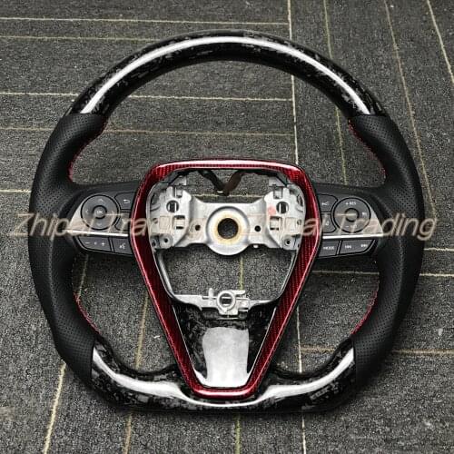 Forged / Carbon fiber steering wheel With Perforated leather For To-yota 8th Camry Eighth-Generation without buttons & airbag