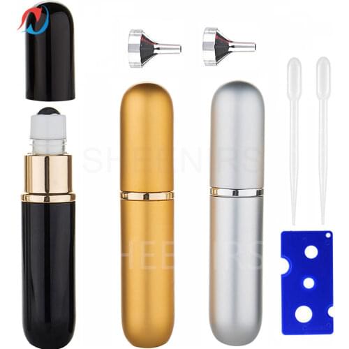 Sheenirs 3pcs 6ml Aluminum Perfume Roller Ball Bottle with stainless steel roll-on ball for Essential Oil Travel Roll-On Bottle